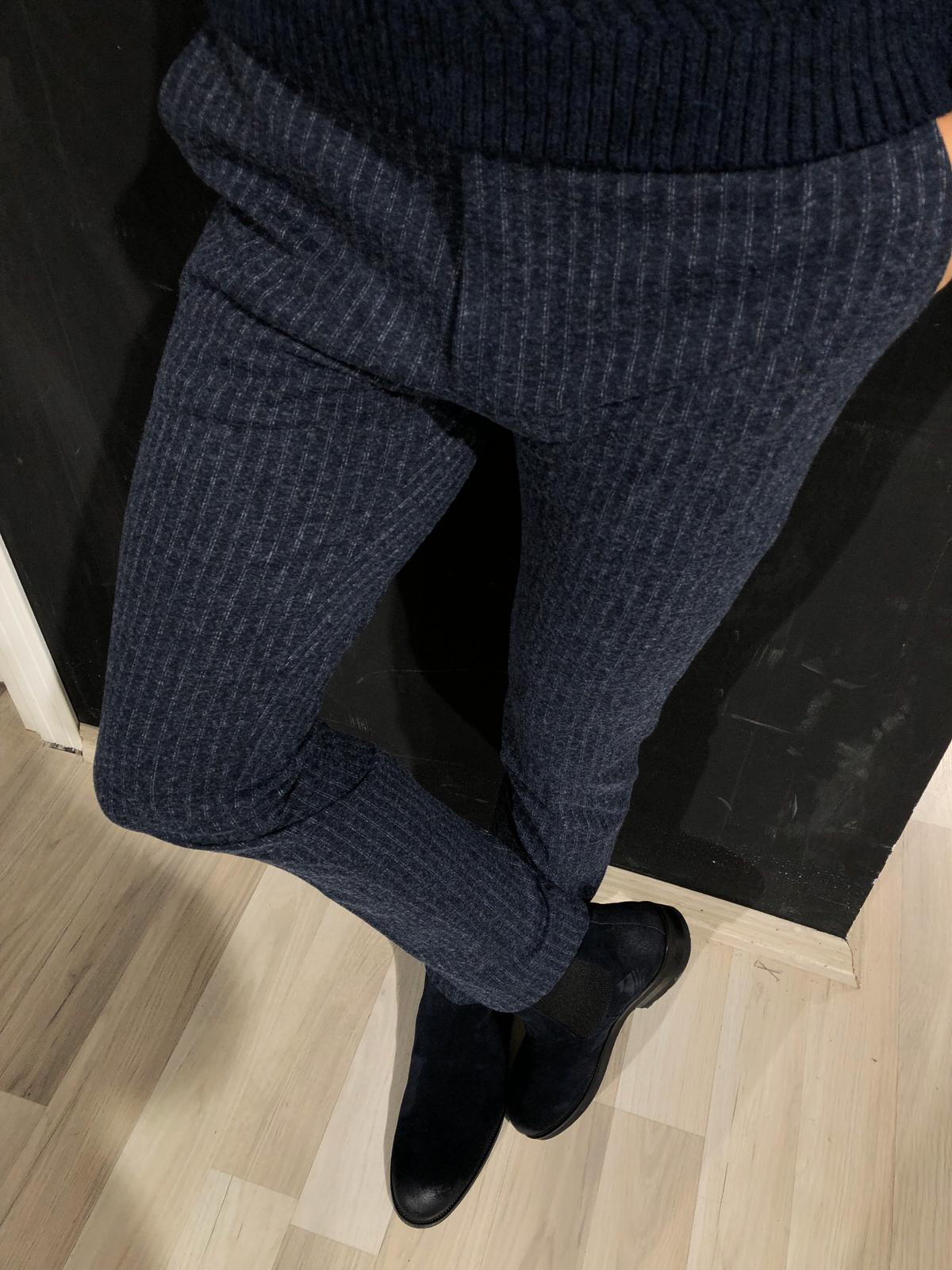 Lumas Slim-fit Striped Fabric Pants Navy-baagr.myshopify.com-Pants-BOJONI