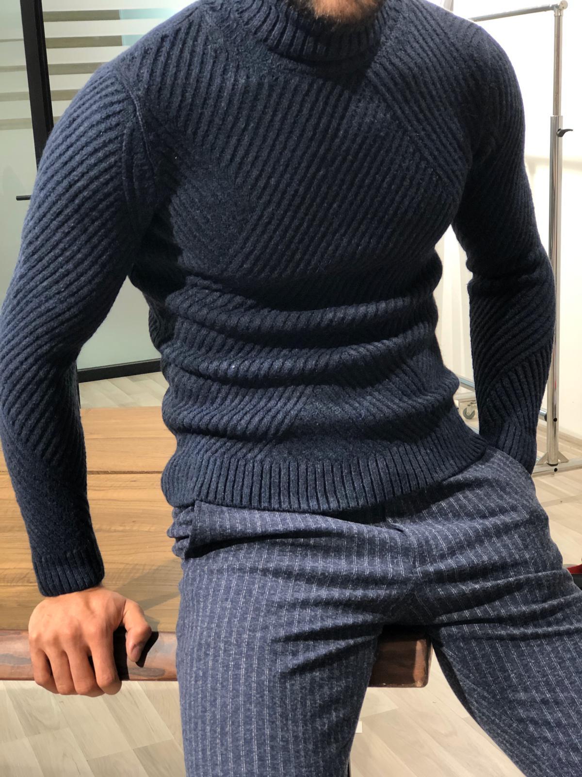 Ponto Slim-Fit Wool Turtleneck Knitwear Navy-baagr.myshopify.com-sweatshirts-BOJONI