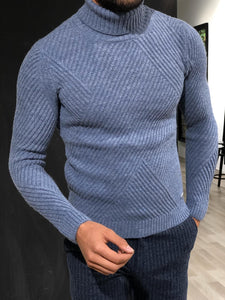 Ponto Slim-Fit Wool Turtleneck Knitwear Blue-baagr.myshopify.com-sweatshirts-BOJONI