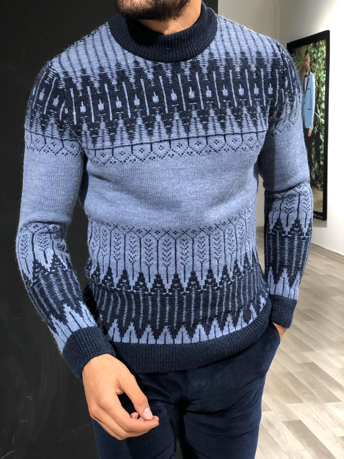 Tommy Slim-Fit Wool Half Turtleneck Knitwear Blue-baagr.myshopify.com-sweatshirts-BOJONI