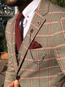 Toni Slim-Fit Plaid Suit Vest BURGUNDY-baagr.myshopify.com-suit-BOJONI