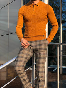 Calvin Slim-Fit Polo Collar Knitwear Sweater Camel-baagr.myshopify.com-sweatshirts-BOJONI