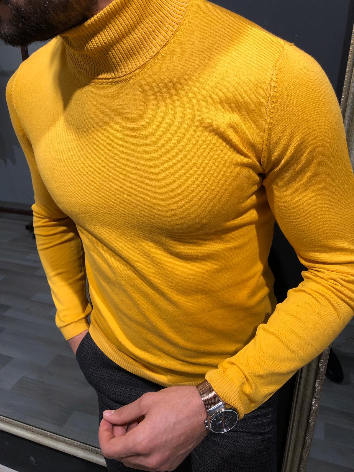 Rimini Slim-Fit Turtleneck Knitwear Yellow-baagr.myshopify.com-sweatshirts-BOJONI