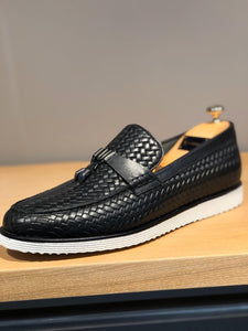 Bojoni Knitted Leather With Tassels Shoes Black-baagr.myshopify.com-shoes2-BOJONI