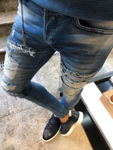 Paco Slim-Fit Ripped Jeans Blue-baagr.myshopify.com-Pants-BOJONI