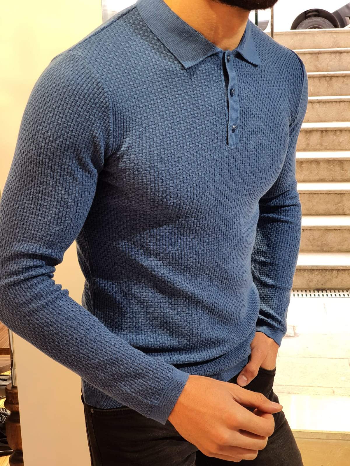 Carlos Slim-Fit Polo Sweater Blue-baagr.myshopify.com-sweatshirts-BOJONI