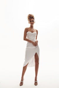Viclans Satin  Bodycon White Dress with Corset Top 