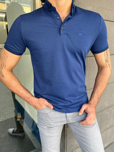 Giovanni Mannelli Slim Fit Blue Polo Tees