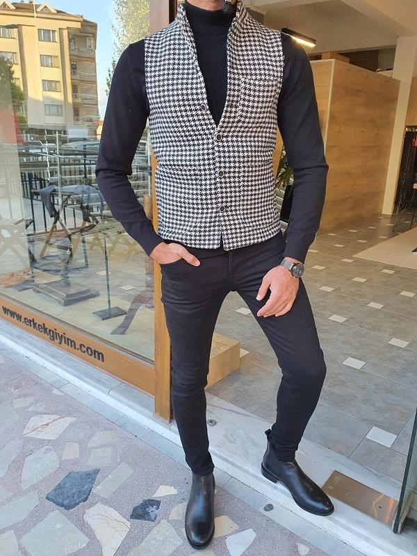 Malacan Edmond Black Slim Fit Cotton Vest-baagr.myshopify.com-suit-BOJONI