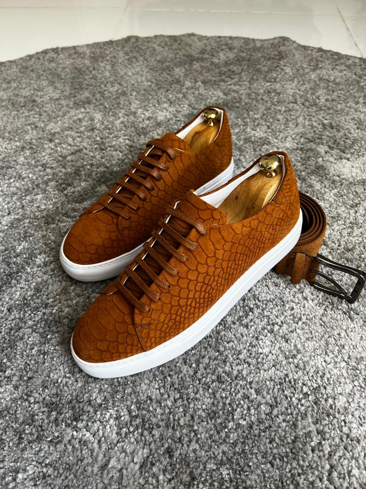 Bojoni Amato Special Edition Rubber Sole Suede Leather Tan Sneakers ...