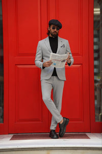 Thread Slim Fit Bag Pocket Grey Suit
