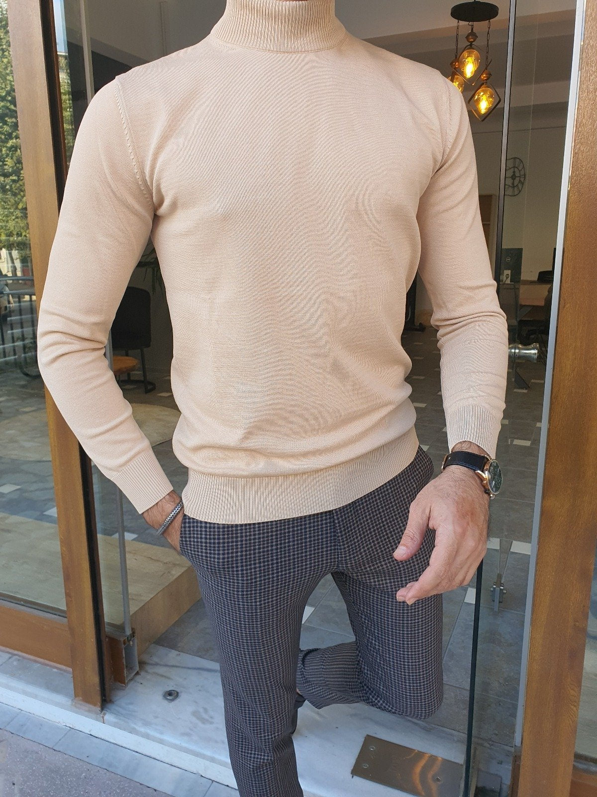 Bojo Slim Fit Long Sleeve Beige Sweater-baagr.myshopify.com-sweatshirts-BOJONI