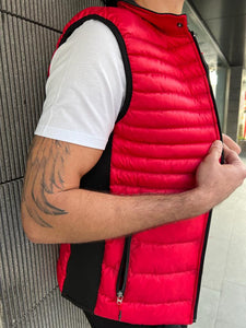 Benson Slim Fit Zippered Red Puffer Vest Jacket