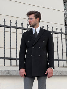 Bojoni Astoria Double Breasted Woolen Black Coat