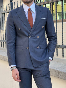 Bojoni Montebello Slim Fit High Quality Double Breasted Navy Suit