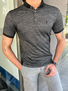 Giovanni Mannelli Slim Fit Black Polo Short Sleeve T-shirt