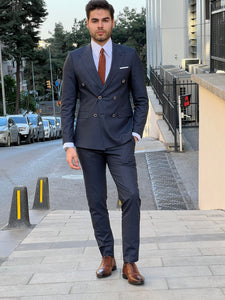 Bojoni Montebello Slim Fit High Quality Double Breasted Navy Suit