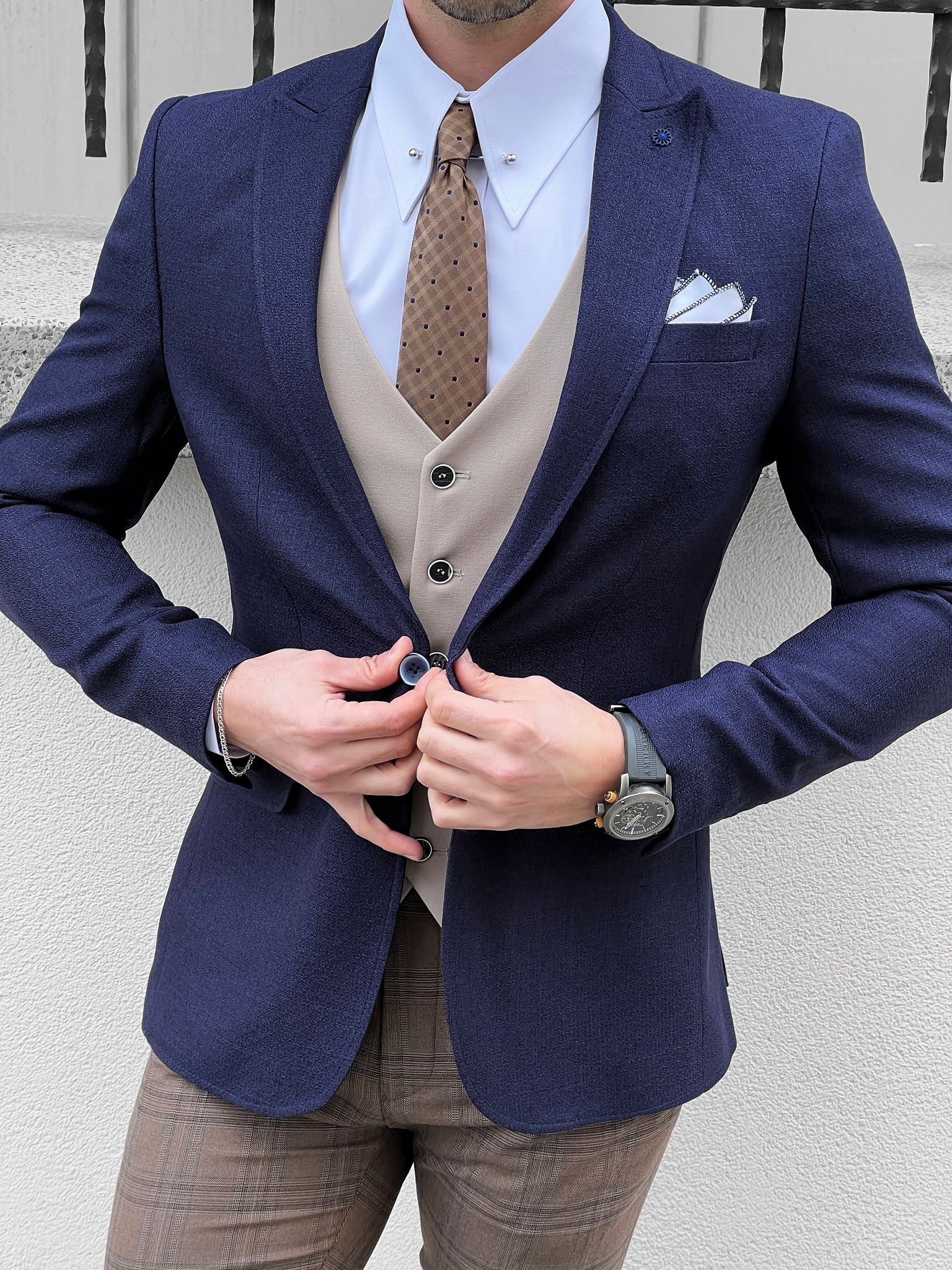 Louis Slim Fit High Quality Navy Blue Blazer