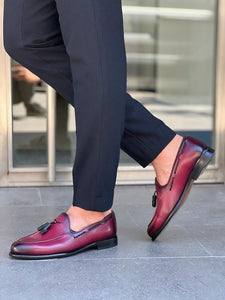 Giovanni Mannelli Double Buckled Burgundy Detailed Loafers