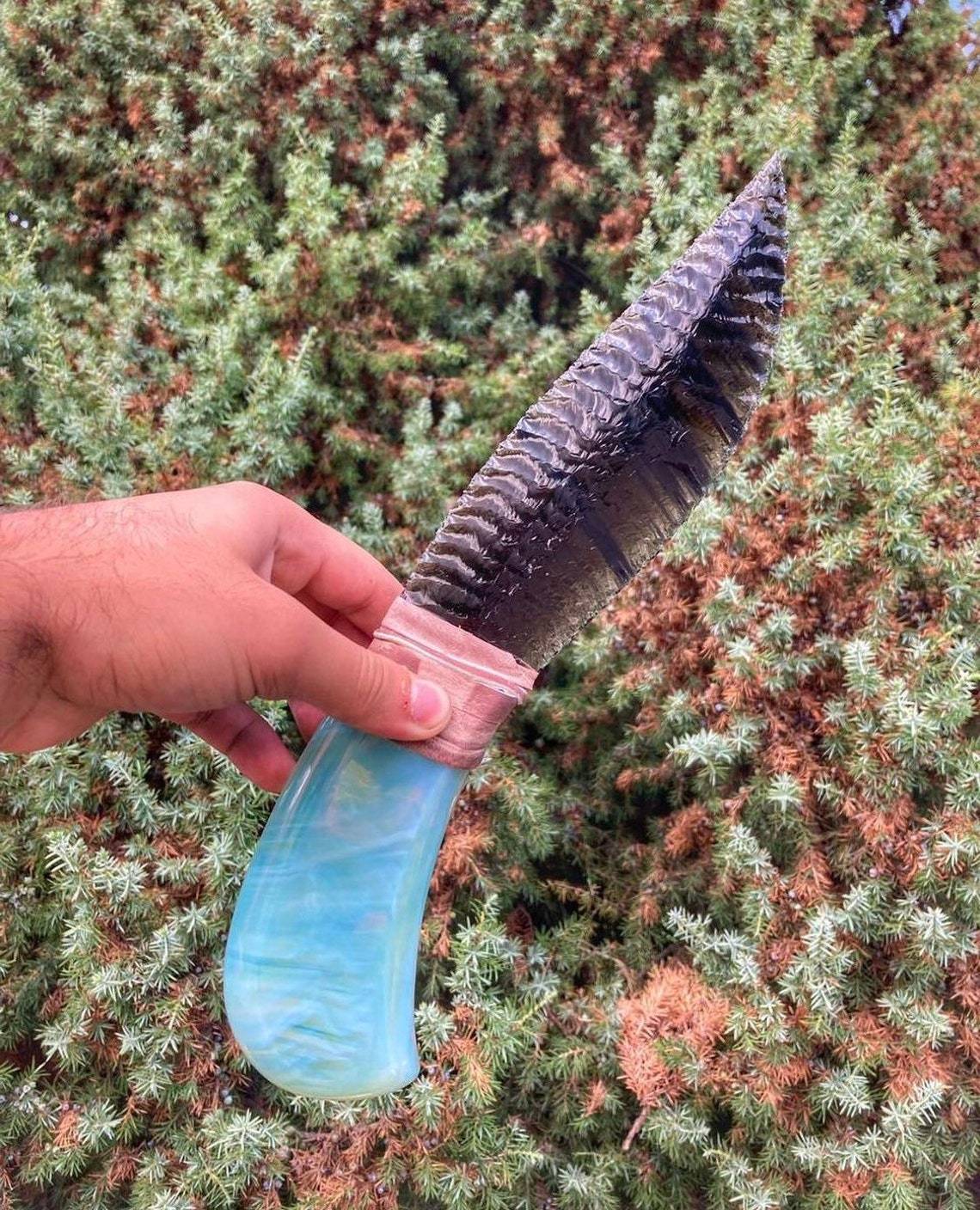 Bojoni Obsidian Natural Knife Natural Age Stone with Agate 