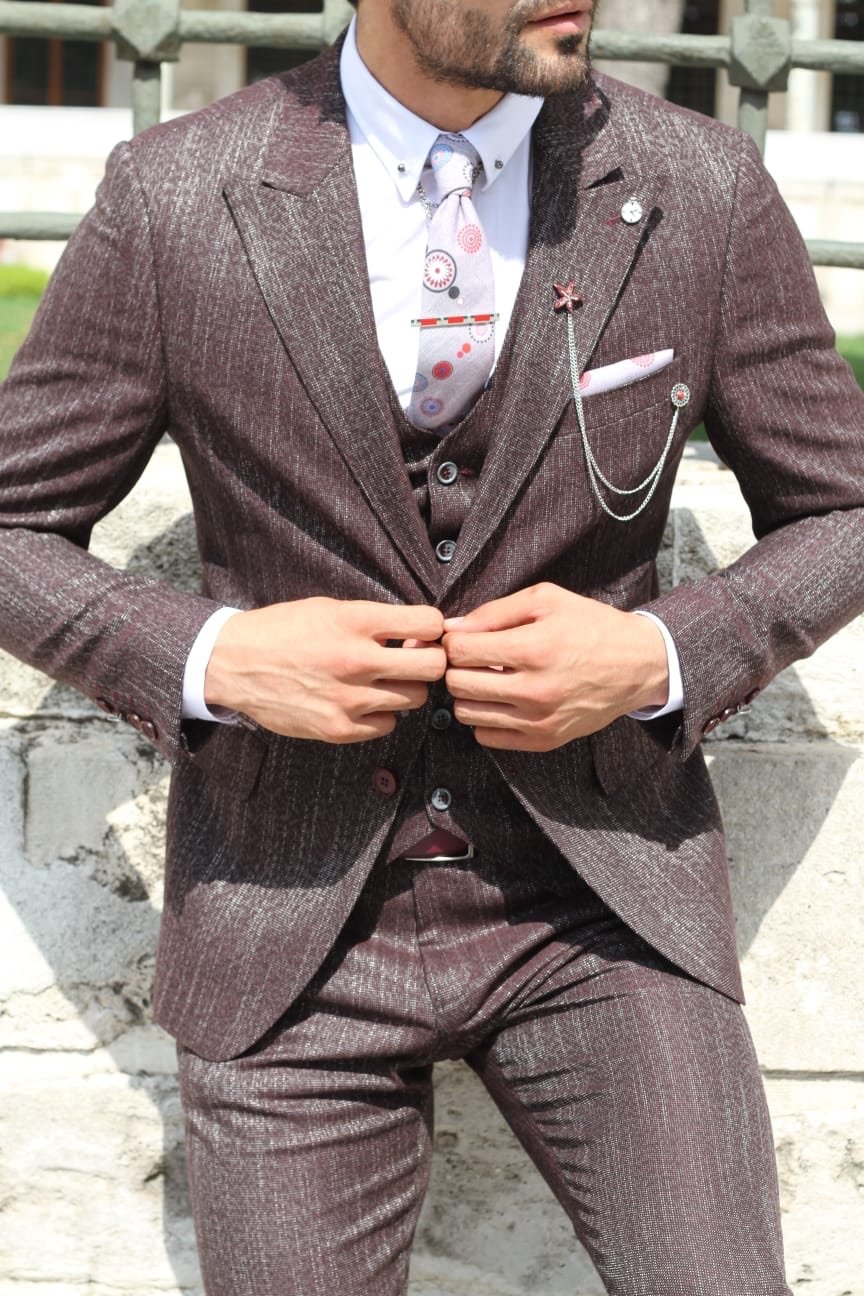 Slim-Fit Patterned Suit Vest Claretred-baagr.myshopify.com-suit-BOJONI