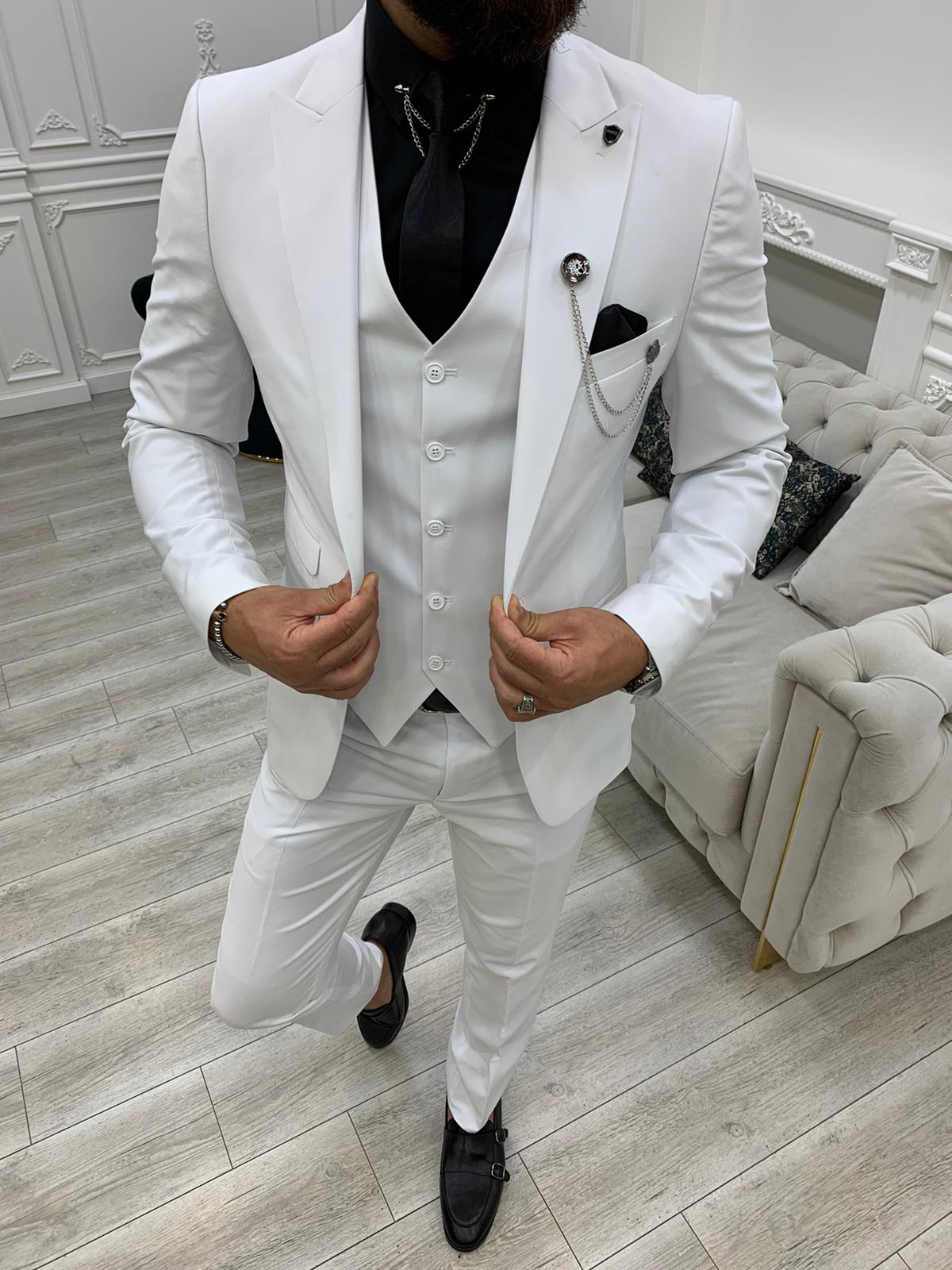 Vince White Slim Fit Peak Lapel Suit-baagr.myshopify.com-1-BOJONI