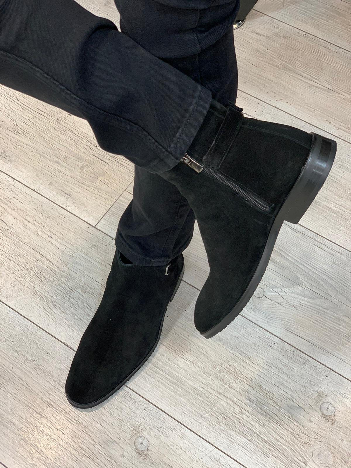 Suade Leather Chelsea Boots Black-baagr.myshopify.com-shoes2-BOJONI