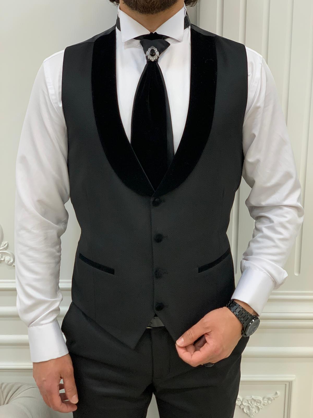 Bojoni Rockefeller Black Slim Fit Tuxedo 