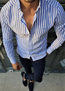 Ardenza Sax Slim Fit Striped Shirt-baagr.myshopify.com-Shirt-BOJONI