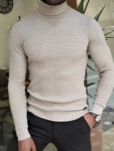 Turino Beige Slim Fit Turtleneck Sweater-baagr.myshopify.com-sweatshirts-BOJONI