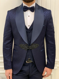 Bojoni Lopez Navy Blue Slim Fit Tuxedo 