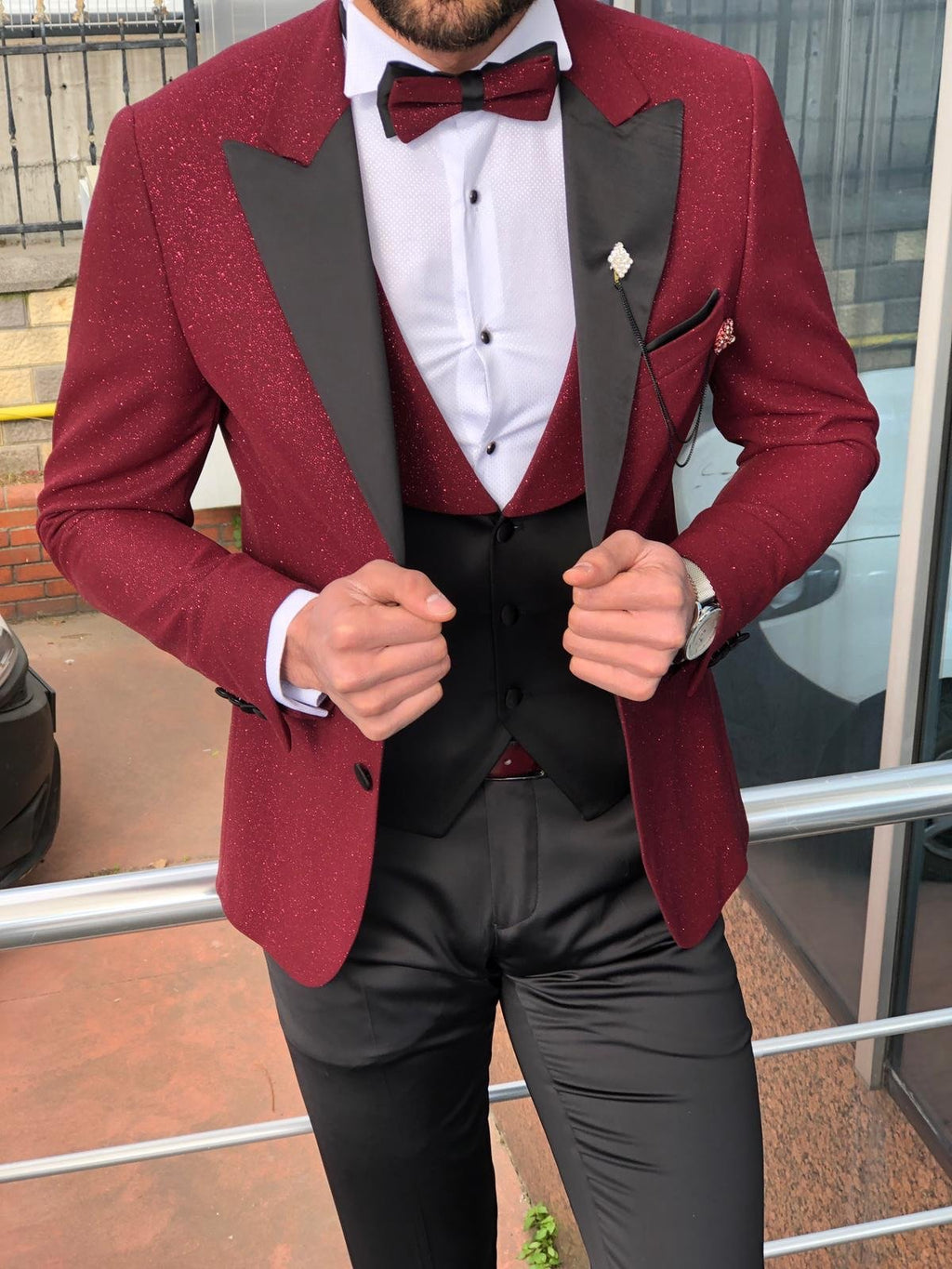 Slim-Fit Tuxedo Suit Claret Red II-baagr.myshopify.com-suit-BOJONI