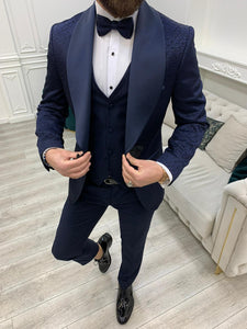 Bojoni Lopez Navy Blue Slim Fit Tuxedo 