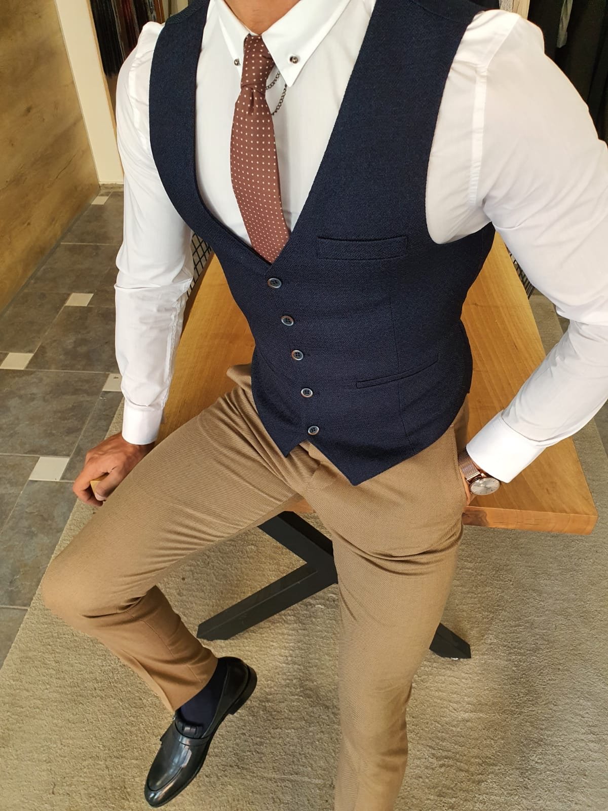 Severi Navy Blue Slim Fit Vest-baagr.myshopify.com-suit-BOJONI