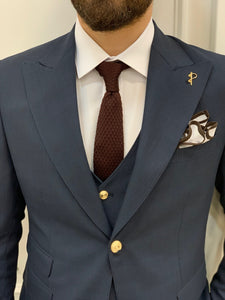 Bojoni Argeli Navy Blue  Slim Fit Suit