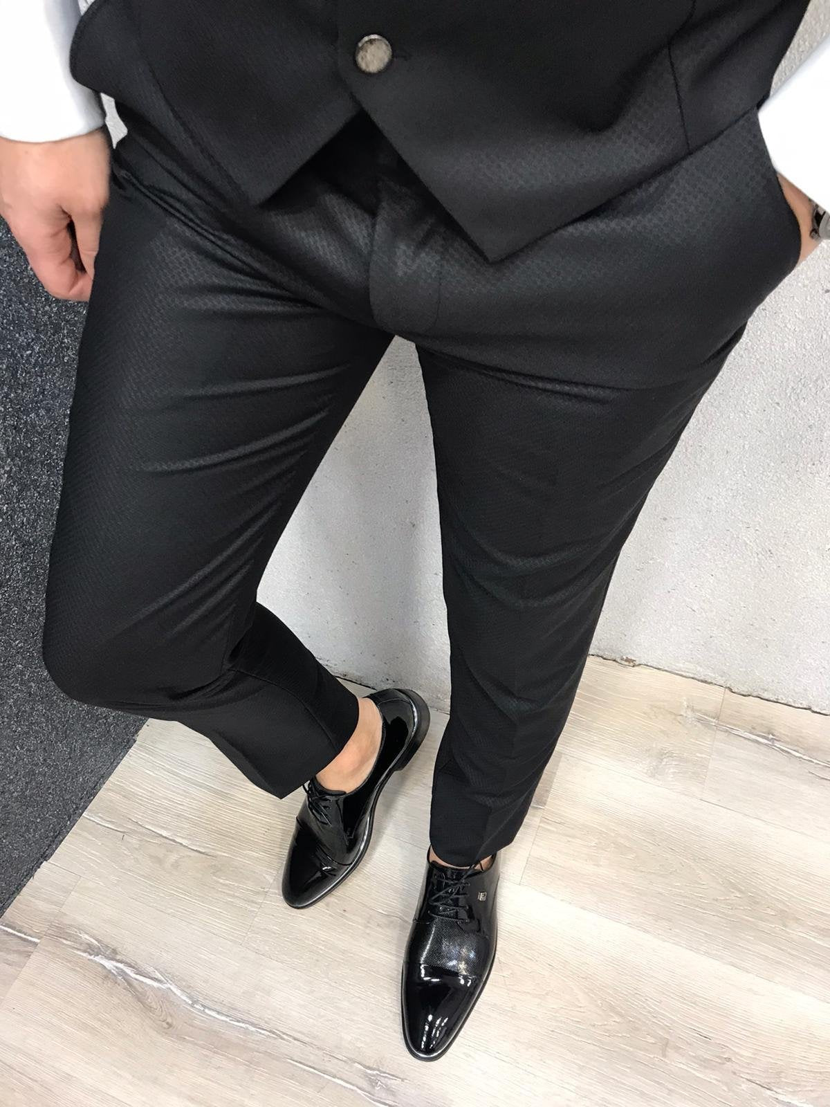 Nova Slim Fit Stone  Black Tuxedo-baagr.myshopify.com-1-BOJONI