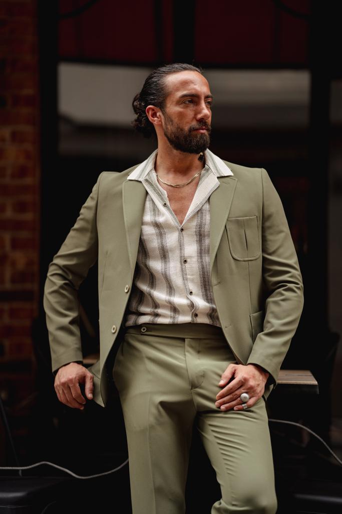 Bojoni Serra Green Slim Fit Wool Suit