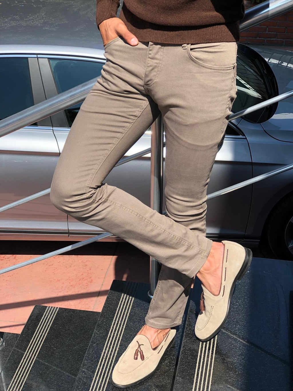 Tani Slim-fit Pants Beige-baagr.myshopify.com-Pants-BOJONI