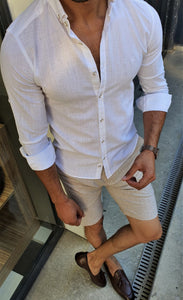 Henderson White Slim Fit Button Collar Shirt-baagr.myshopify.com-Shirt-BOJONI