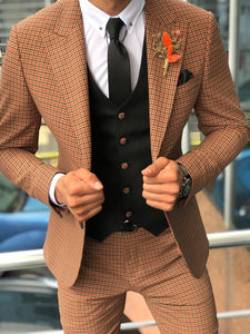 Mendess Slim-Fit Pattered Suit Vest Camel-baagr.myshopify.com-suit-BOJONI