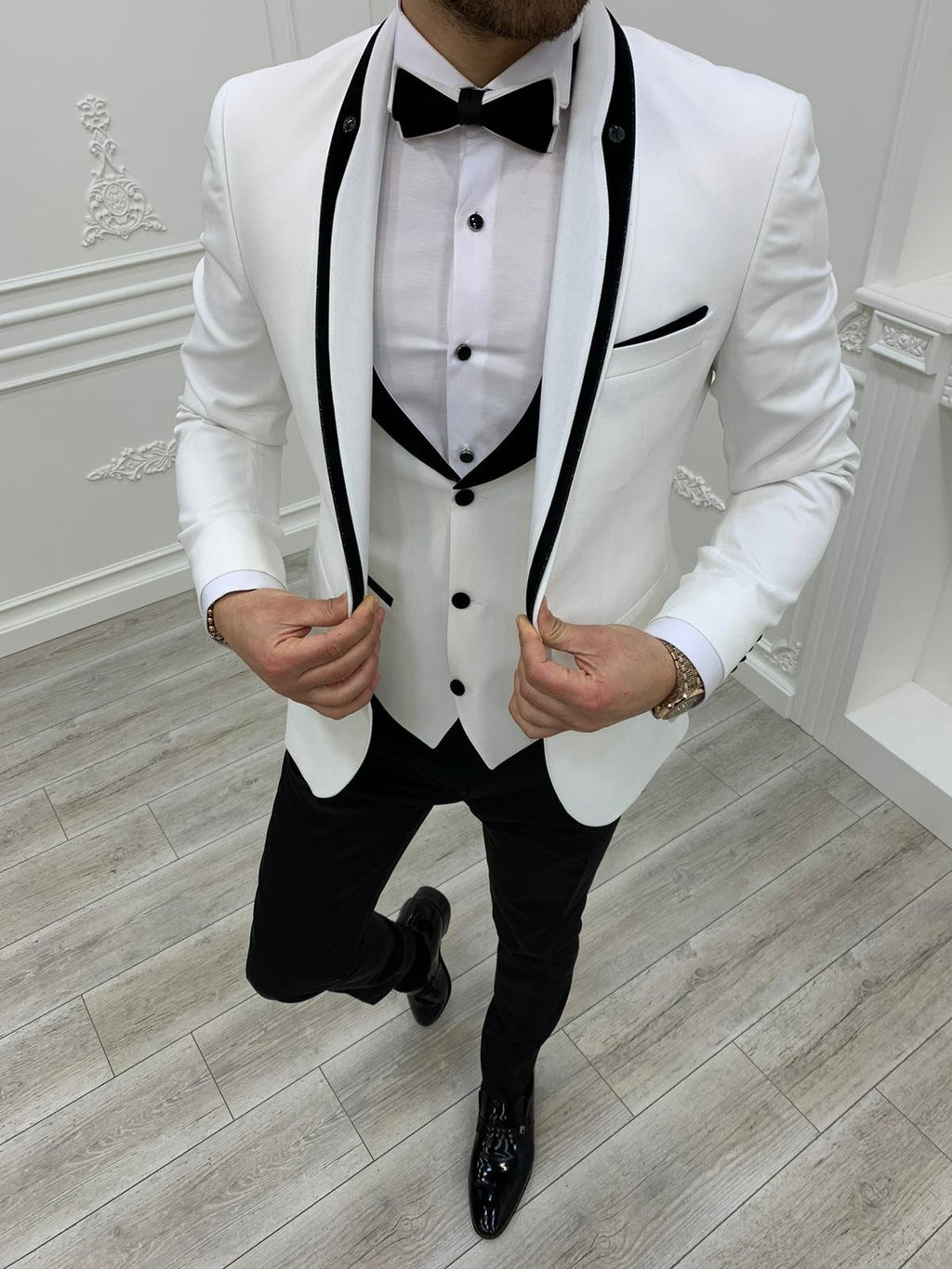 Partoni Royal White Slim Fit Tuxedo-baagr.myshopify.com-1-BOJONI