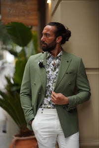 Bojoni Serra Green Slim Fit Combination Suit