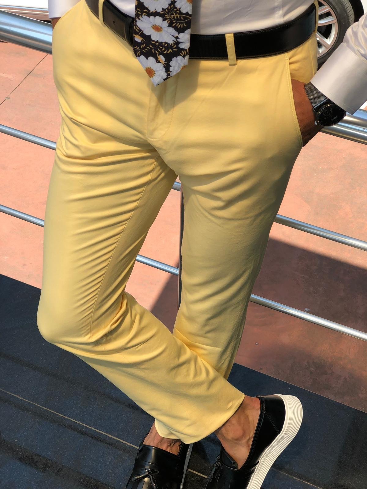 Gardi Slim-fit cotton pants YELLOW-baagr.myshopify.com-Pants-BOJONI