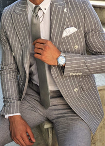 Bojoni White Slim Fit Pinstripe Double Breasted Suit-baagr.myshopify.com-suit-BOJONI