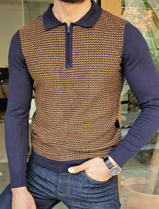 Bloom Camel Slim Fit Zipper Collar Sweater-baagr.myshopify.com-sweatshirts-BOJONI