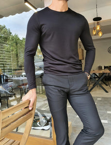 Anchorage Black Slim Fit Round Neck Sweatshirt-baagr.myshopify.com-sweatshirts-BOJONI