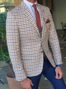 Forenzax Beige Plaid Slim Fit Suit-baagr.myshopify.com-suit-BOJONI