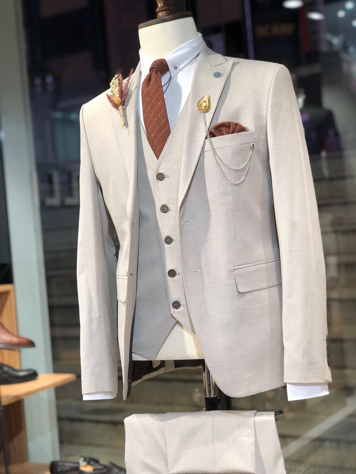 Manco Slim-Fit Suit Vest Beige-baagr.myshopify.com-suit-BOJONI