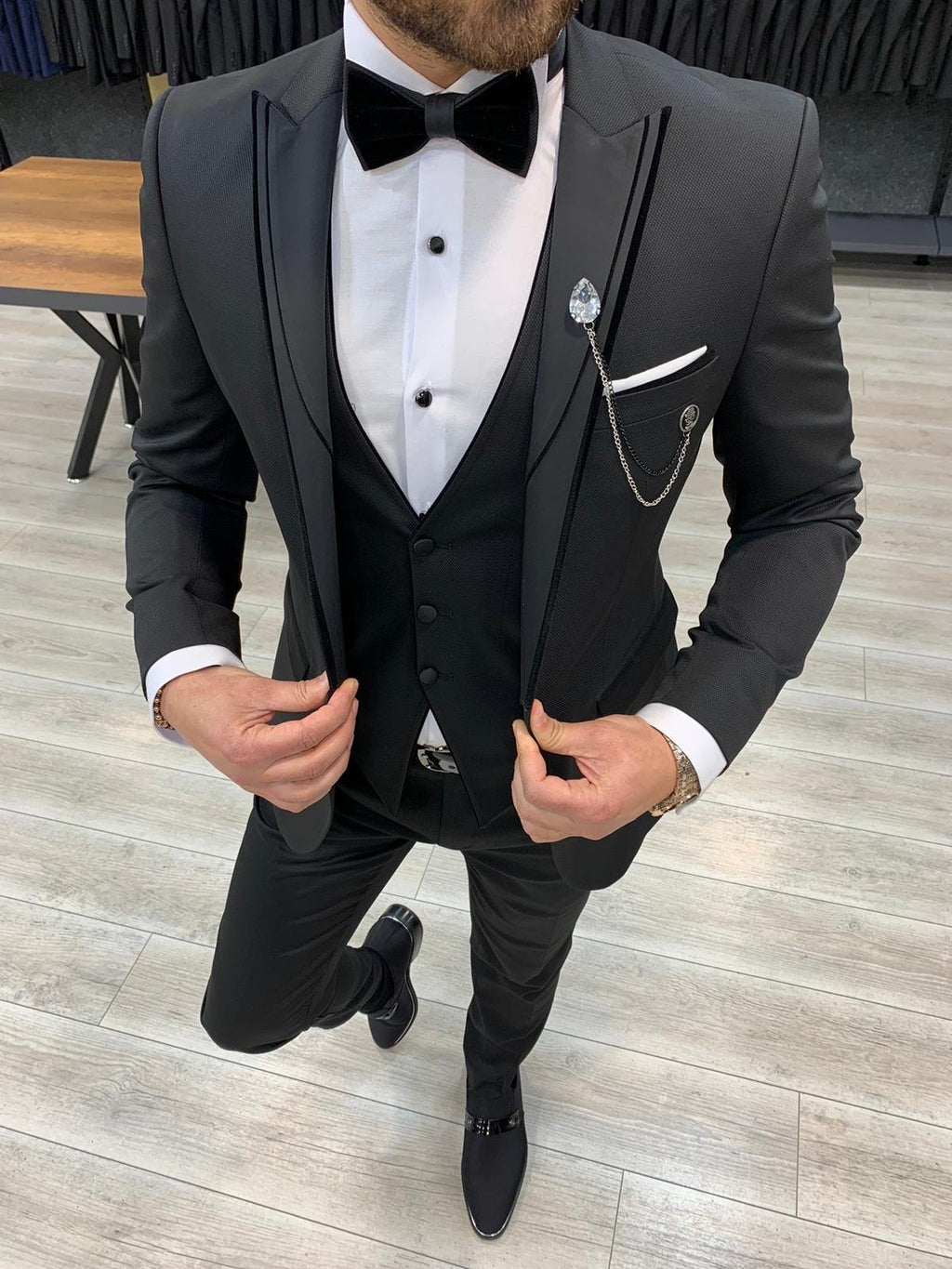 Catani Velvet Black Slim Fit Tuxedo #3-baagr.myshopify.com-1-BOJONI