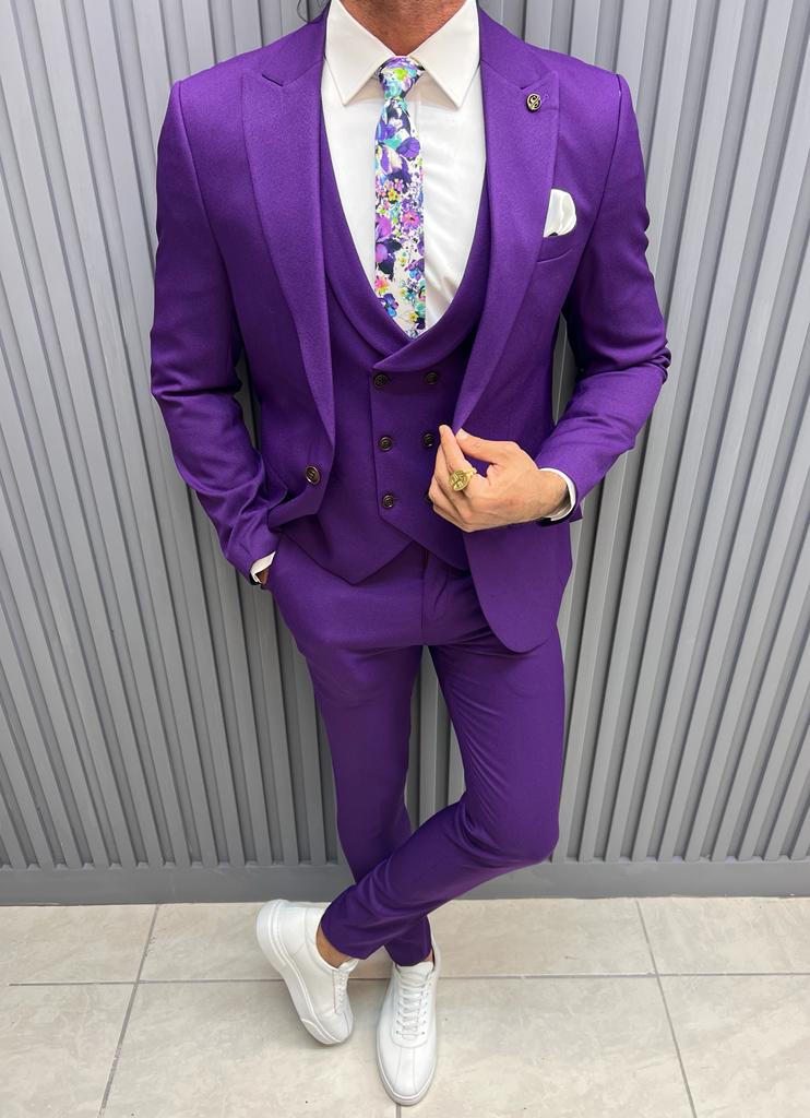 Bojoni Shagori Slim Fit Purple  Suit